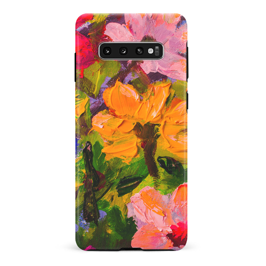 Samsung Galaxy S10 Plus Burst Painted Flowers Phone Case