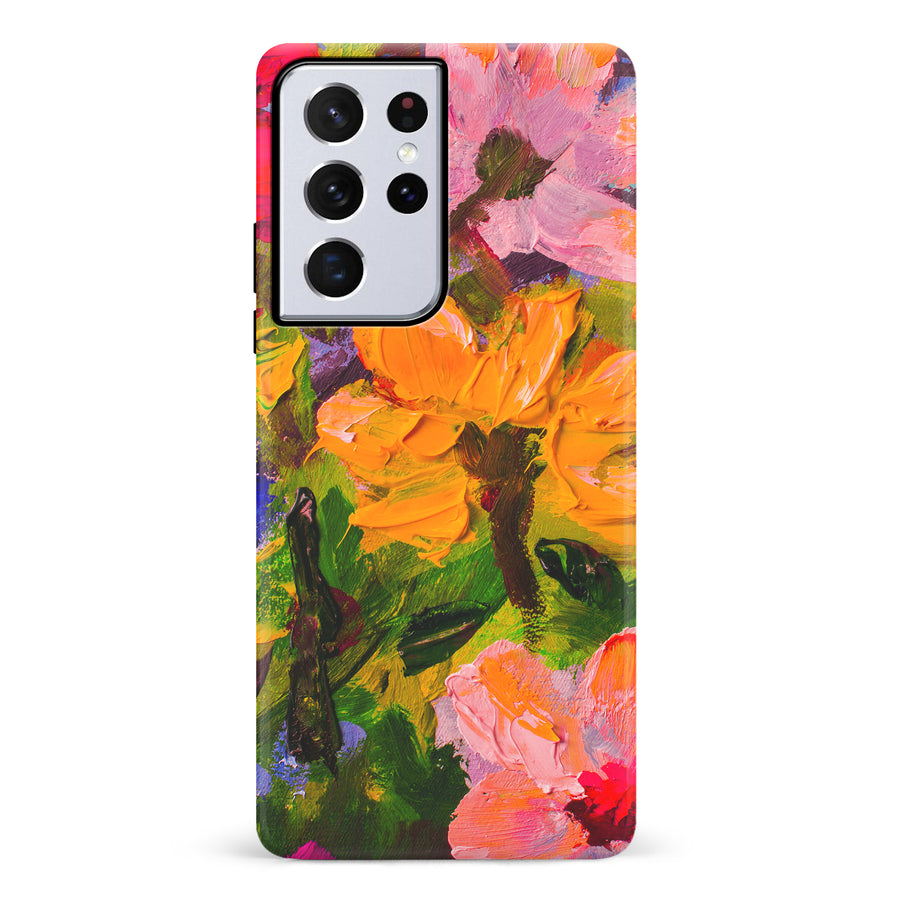 Samsung Galaxy S21 Ultra Burst Painted Flowers Phone Case