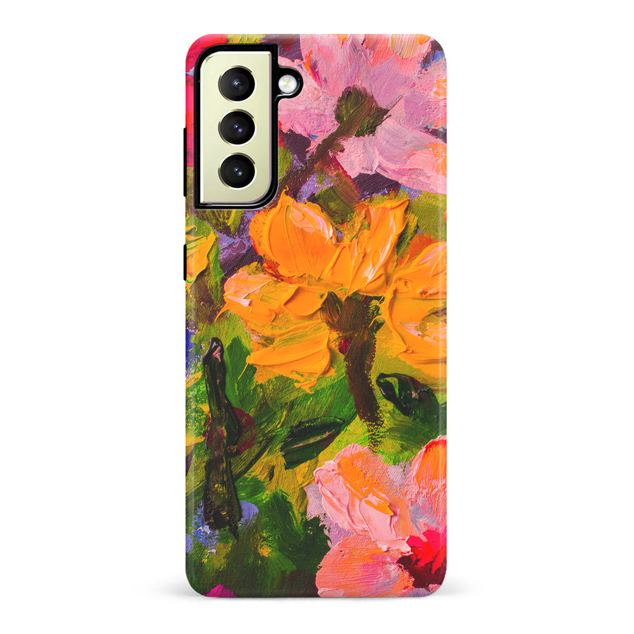 Samsung Galaxy S22 Plus Burst Painted Flowers Phone Case