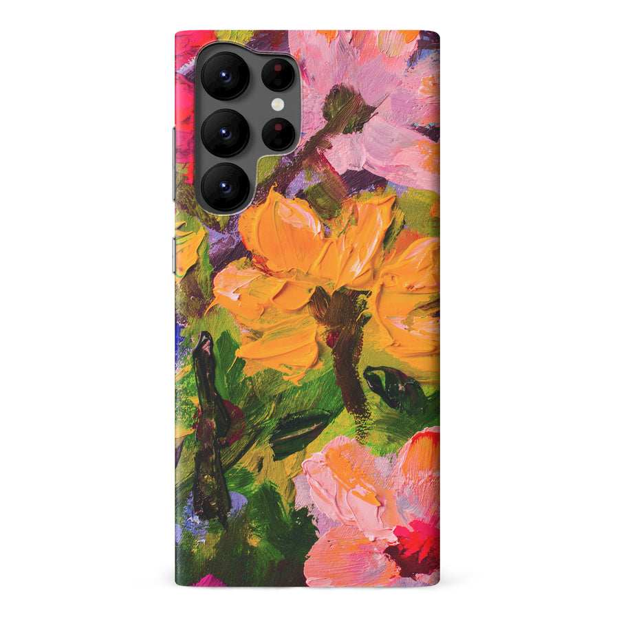 Samsung Galaxy S22 Ultra Burst Painted Flowers Phone Case