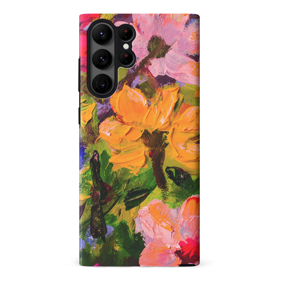 Samsung Galaxy S23 Ultra Burst Painted Flowers Phone Case