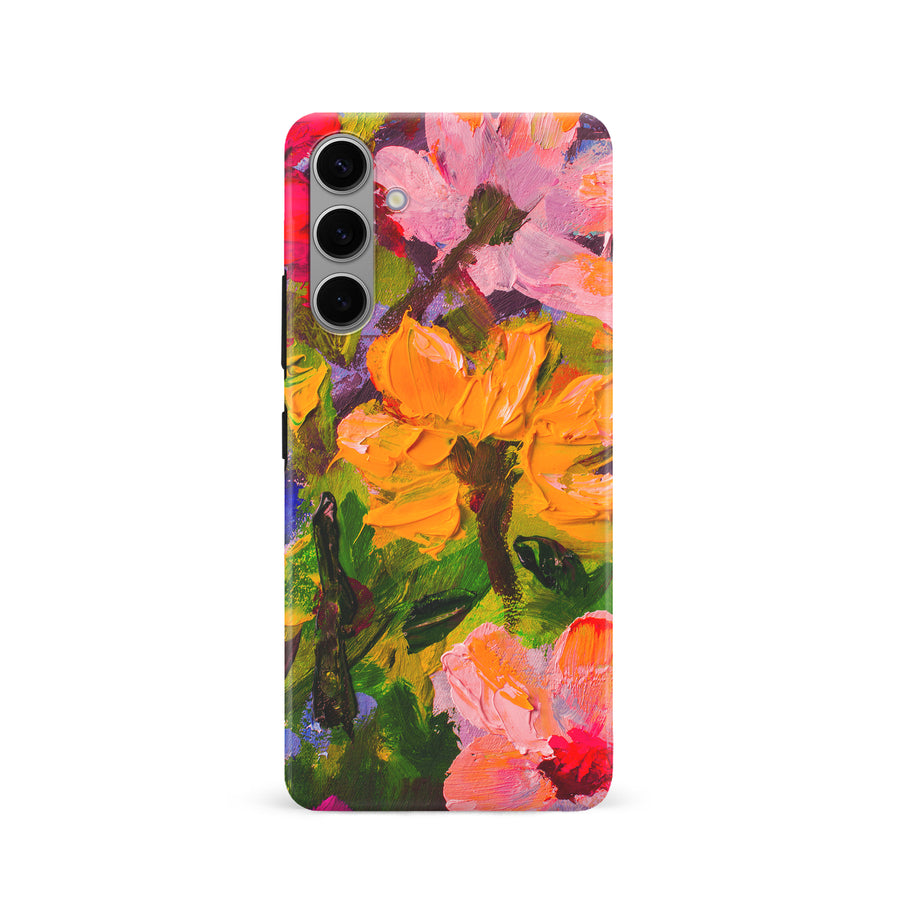 Samsung Galaxy S24 Burst Painted Flowers Phone Case