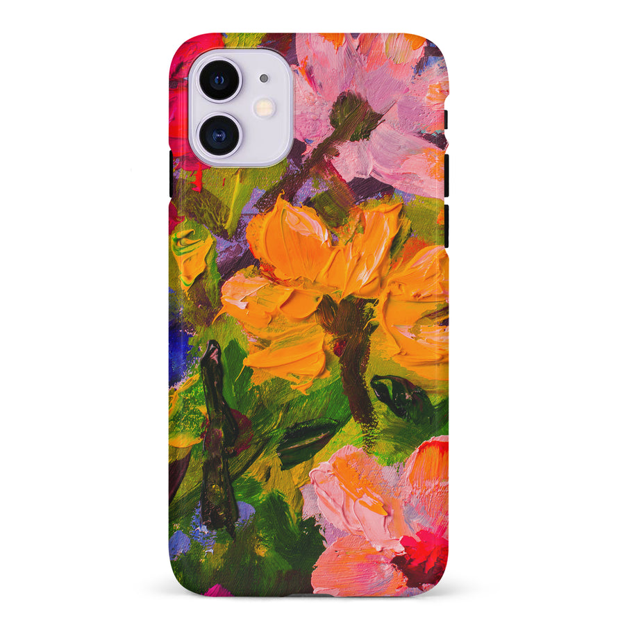 iPhone 11 Burst Painted Flowers Phone Case