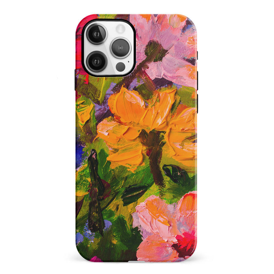 iPhone 12 Burst Painted Flowers Phone Case