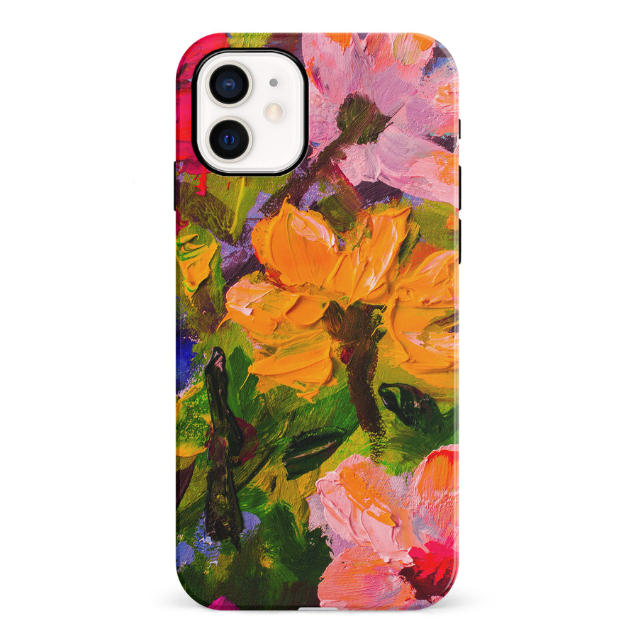 iPhone 12 Mini Burst Painted Flowers Phone Case