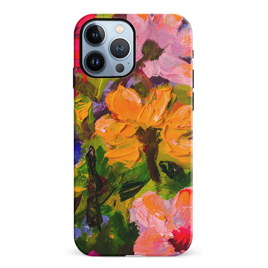 iPhone 12 Pro Burst Painted Flowers Phone Case