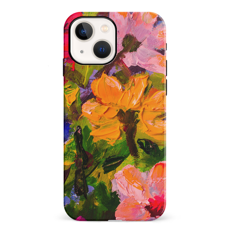 iPhone 13 Burst Painted Flowers Phone Case