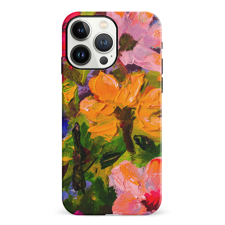 iPhone 13 Pro Burst Painted Flowers Phone Case