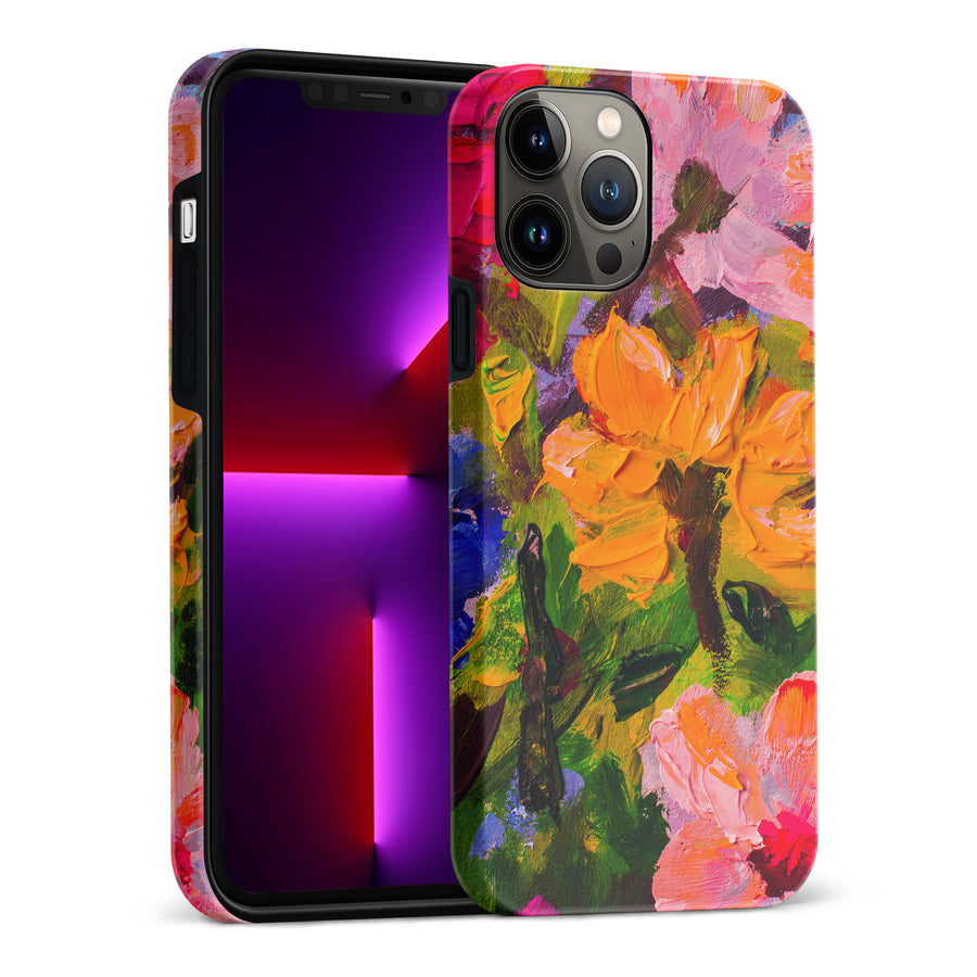 iPhone 13 Pro Max Burst Painted Flowers Phone Case