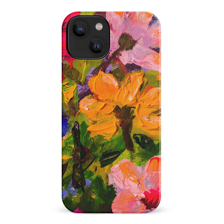 iPhone 14 Burst Painted Flowers Phone Case