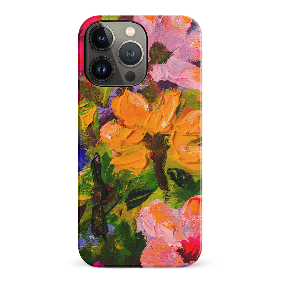 iPhone 14 Pro Burst Painted Flowers Phone Case