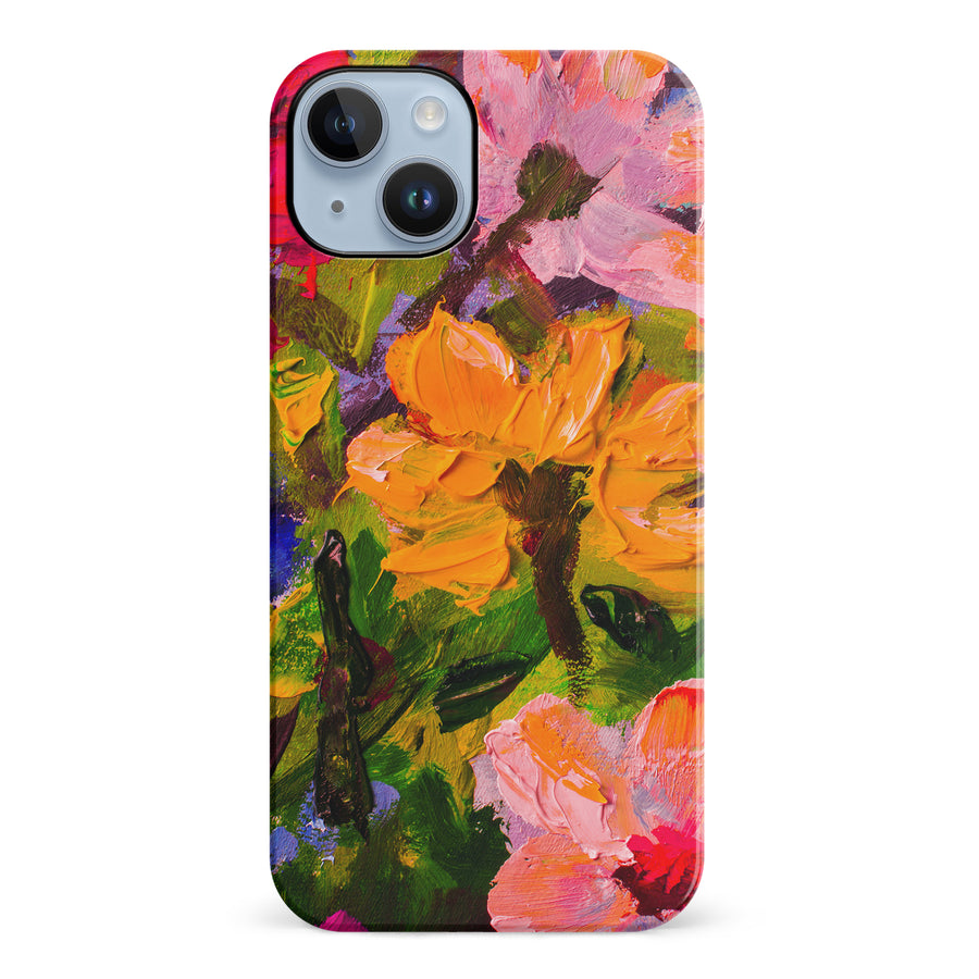 iPhone 14 Plus Burst Painted Flowers Phone Case