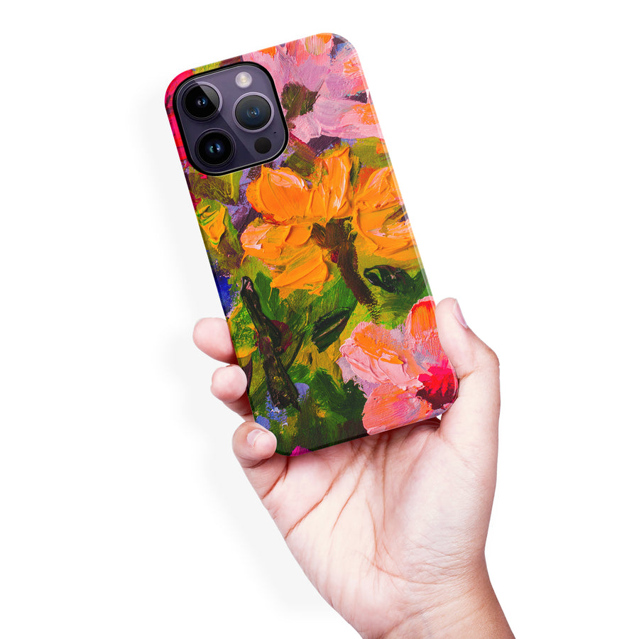 iPhone 14 Pro Max Burst Painted Flowers Phone Case