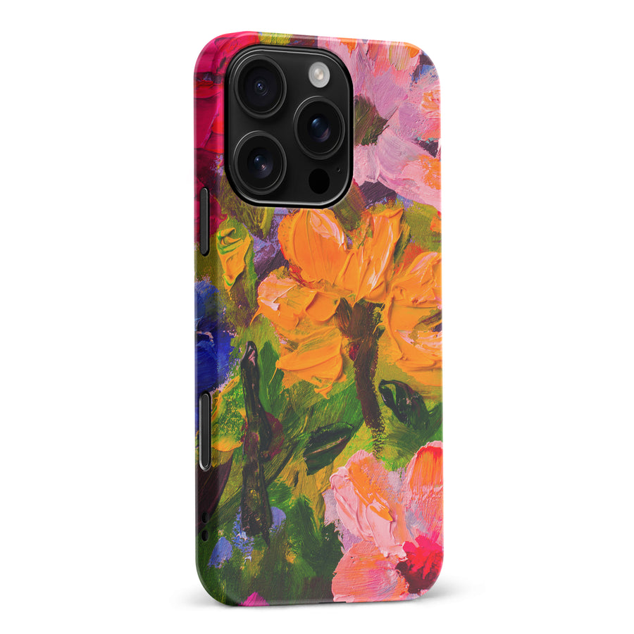 iPhone 16 Pro Max Burst Painted Flowers Phone Case