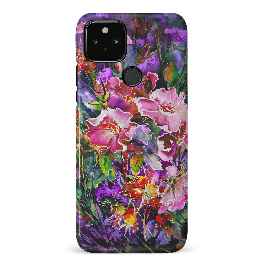 Google Pixel 5 Garden Mosaic Painted Flowers Phone Case