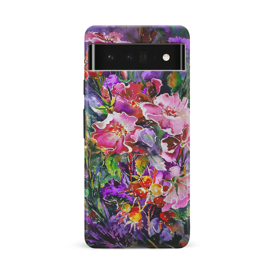 Google Pixel 6A Garden Mosaic Painted Flowers Phone Case