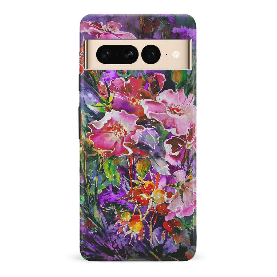 Google Pixel 7 Pro Garden Mosaic Painted Flowers Phone Case