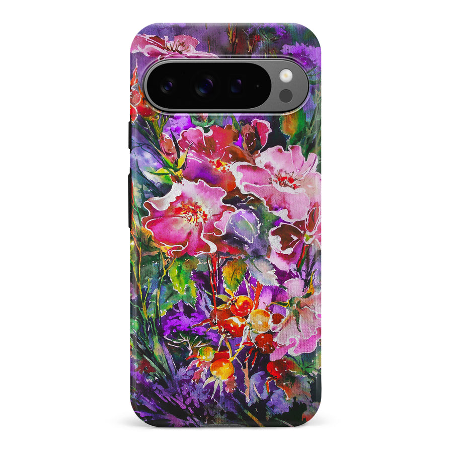 Google Pixel 9 Pro Garden Mosaic Painted Flowers Phone Case