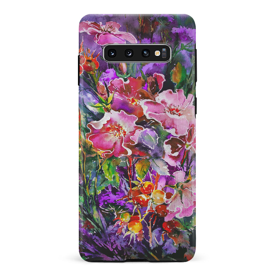 Samsung Galaxy S10 Garden Mosaic Painted Flowers Phone Case