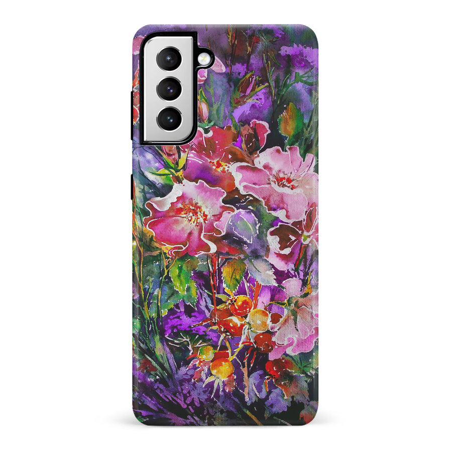 Samsung Galaxy S21 Garden Mosaic Painted Flowers Phone Case