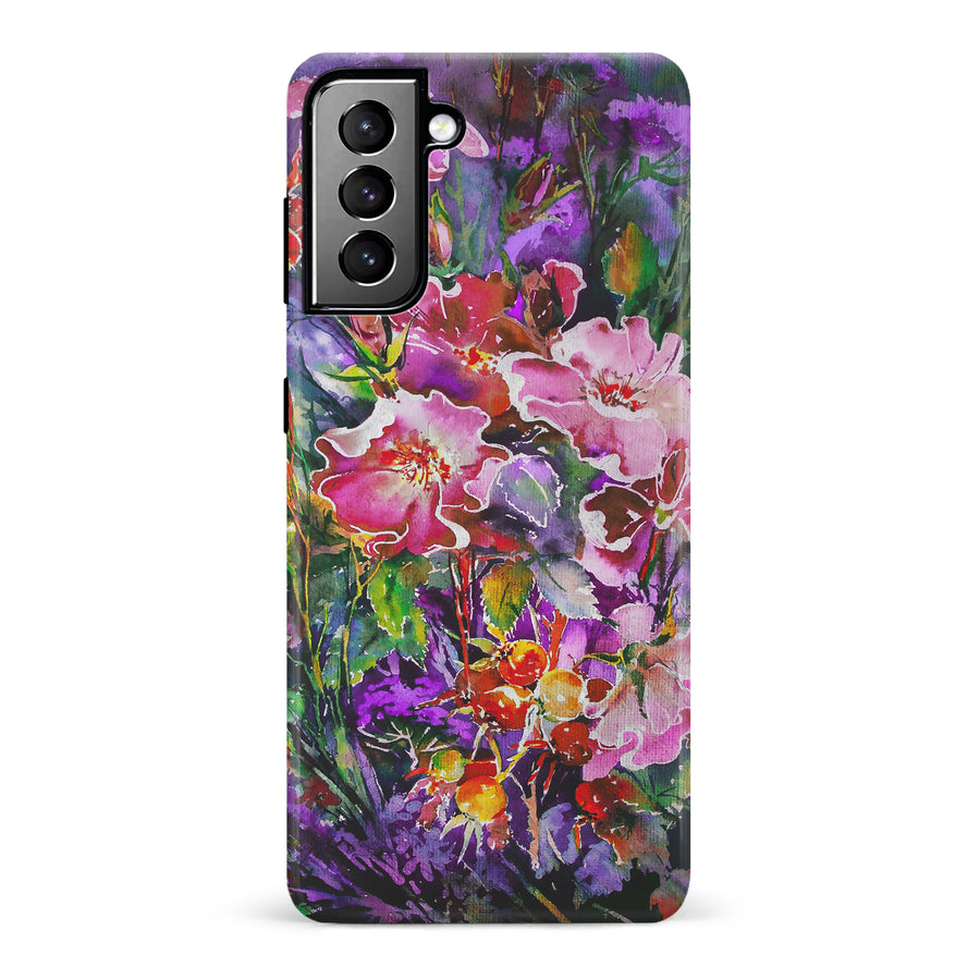 Samsung Galaxy S21 Plus Garden Mosaic Painted Flowers Phone Case