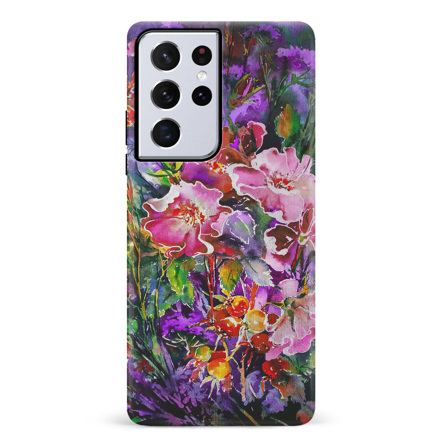 Samsung Galaxy S21 Ultra Garden Mosaic Painted Flowers Phone Case