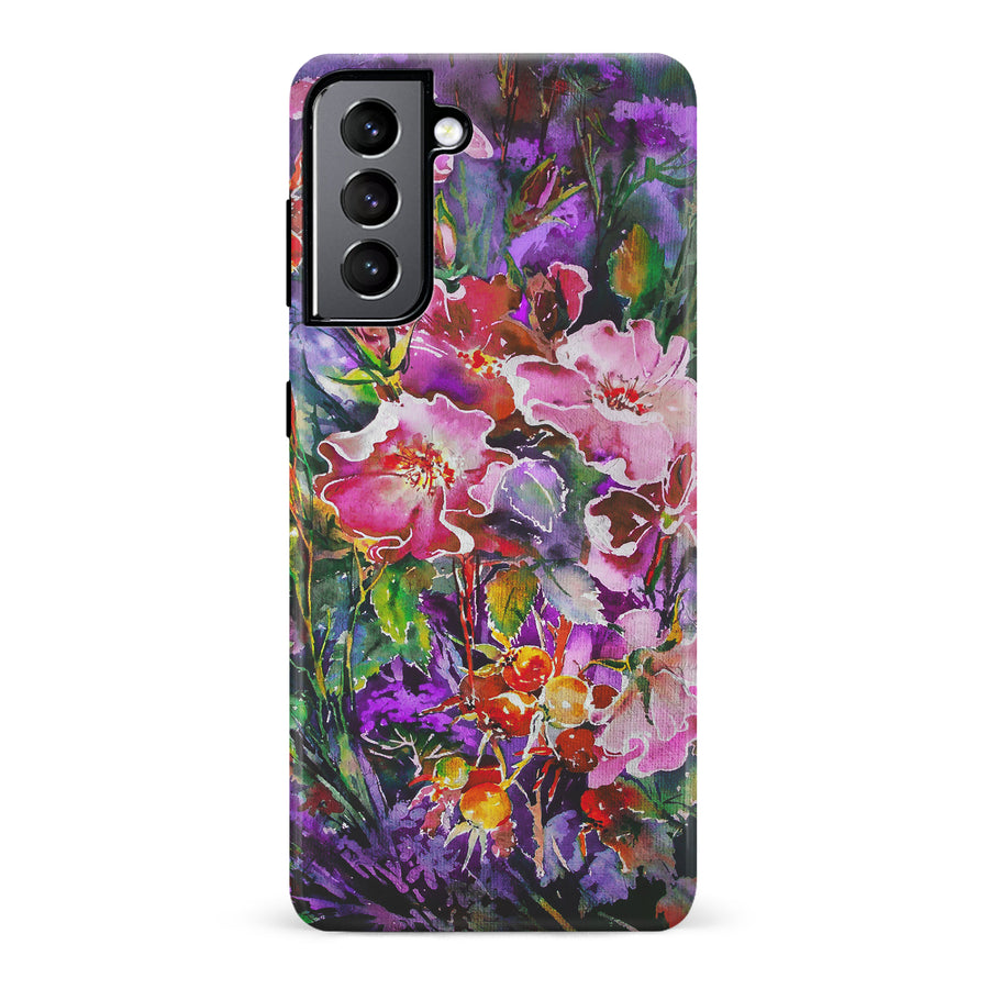 Samsung Galaxy S22 Garden Mosaic Painted Flowers Phone Case