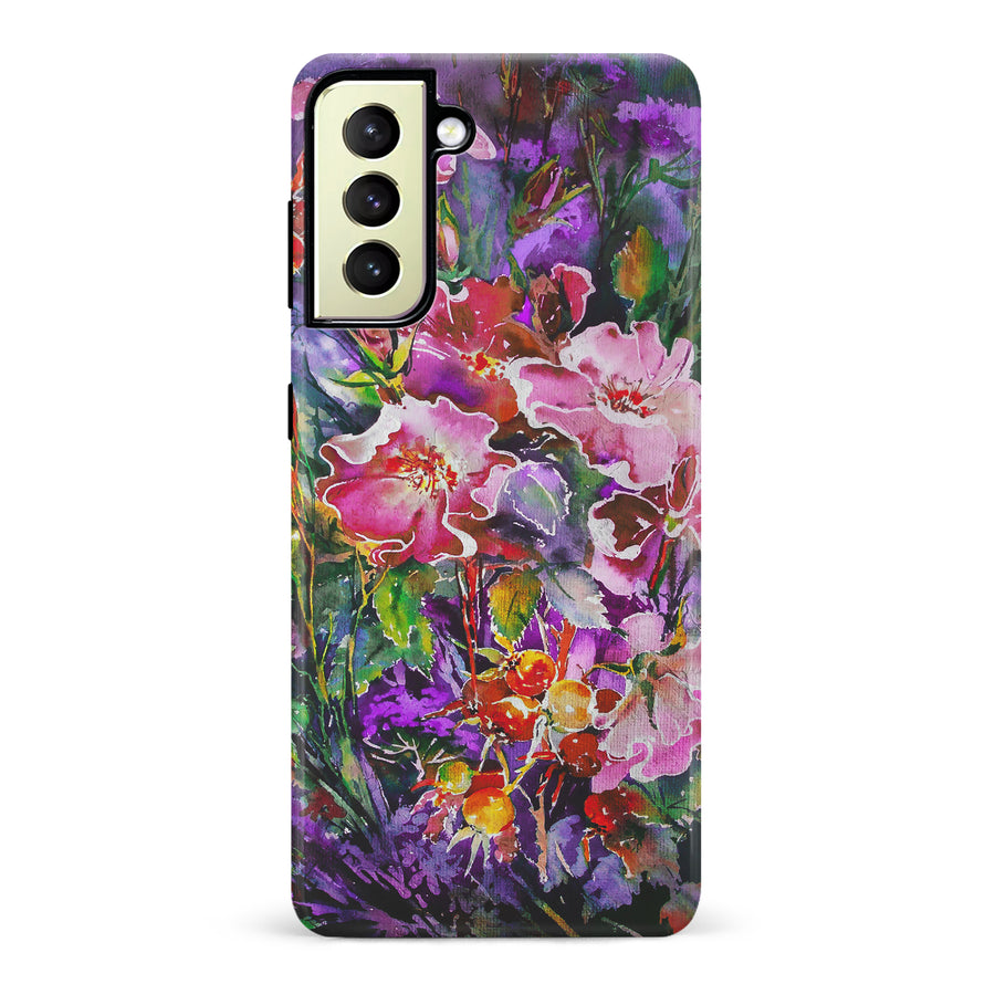 Samsung Galaxy S22 Plus Garden Mosaic Painted Flowers Phone Case