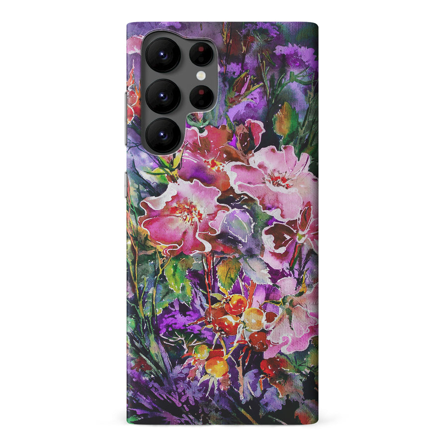Samsung Galaxy S22 Ultra Garden Mosaic Painted Flowers Phone Case