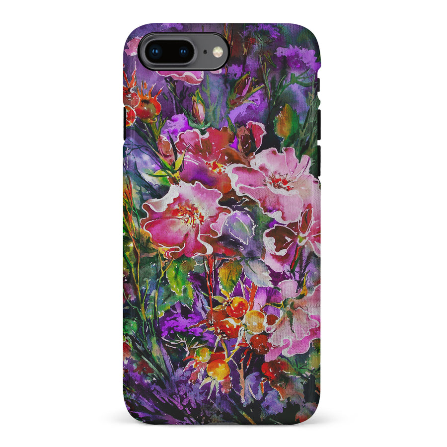 iPhone 8 Plus Garden Mosaic Painted Flowers Phone Case