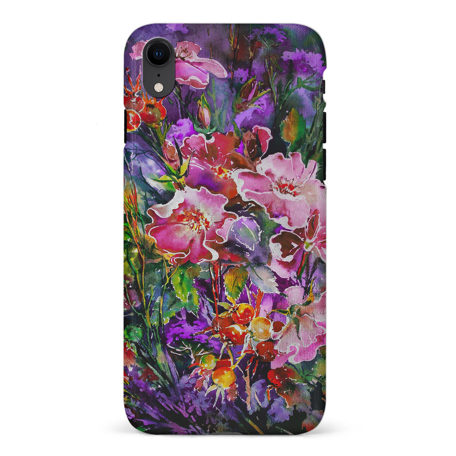 iPhone XR Garden Mosaic Painted Flowers Phone Case