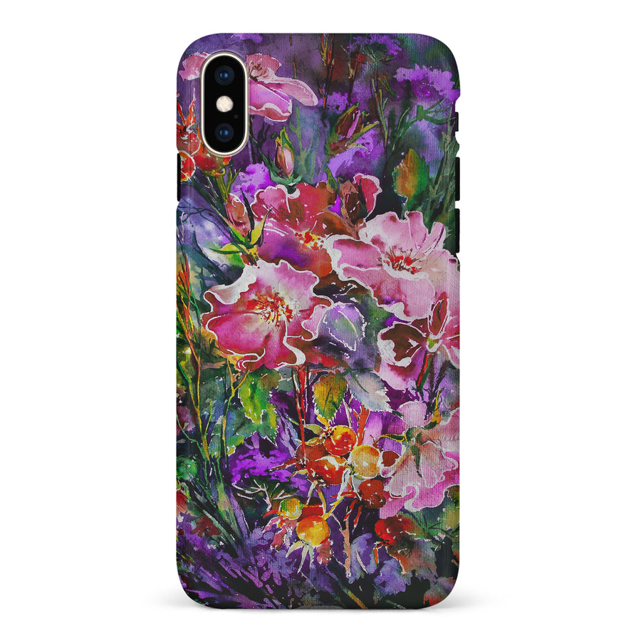 iPhone XS Max Garden Mosaic Painted Flowers Phone Case