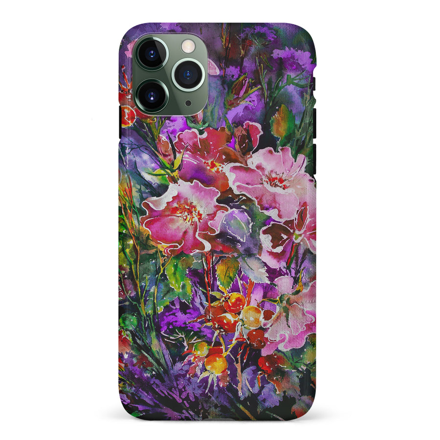 iPhone 11 Pro Garden Mosaic Painted Flowers Phone Case