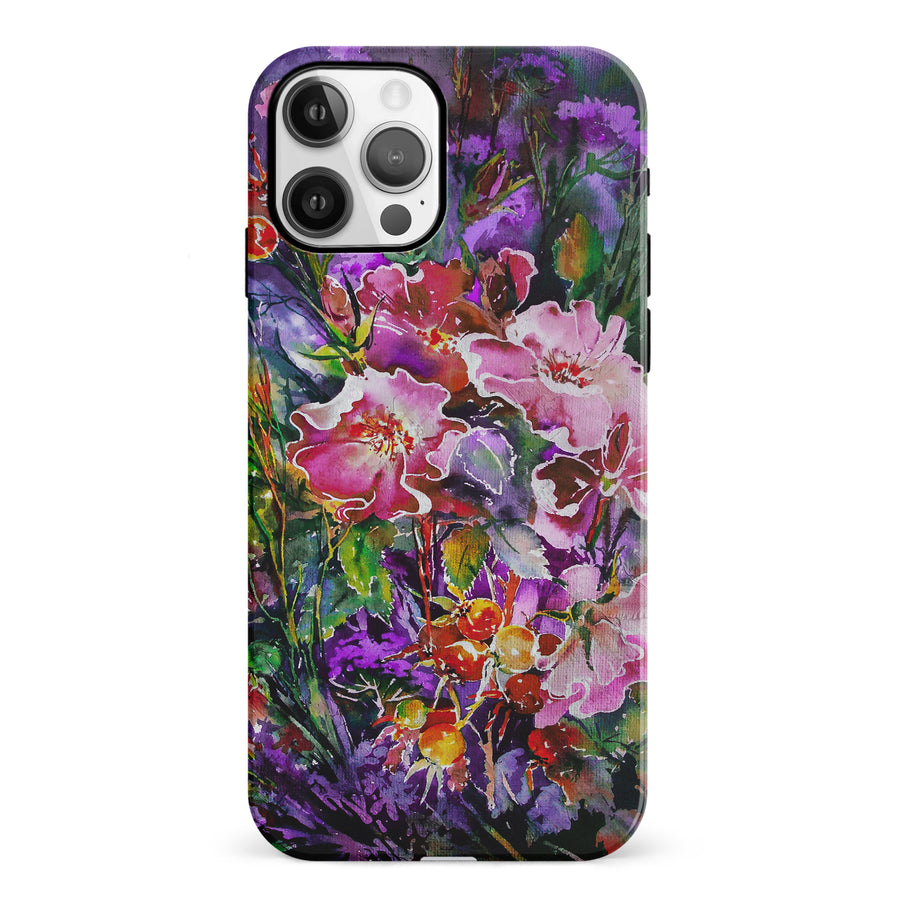 iPhone 12 Garden Mosaic Painted Flowers Phone Case