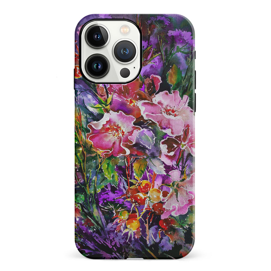iPhone 13 Pro Garden Mosaic Painted Flowers Phone Case