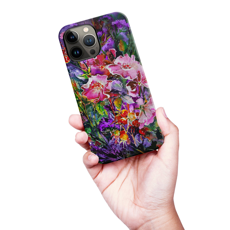 iPhone 13 Pro Max Garden Mosaic Painted Flowers Phone Case