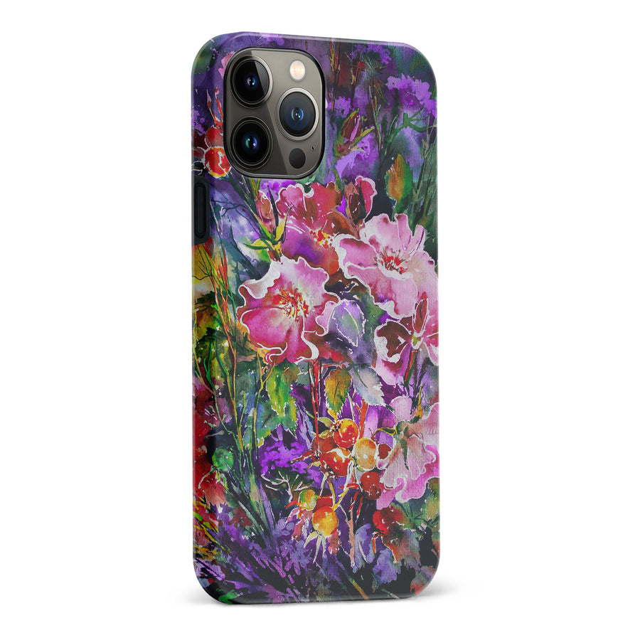 iPhone 13 Pro Max Garden Mosaic Painted Flowers Phone Case