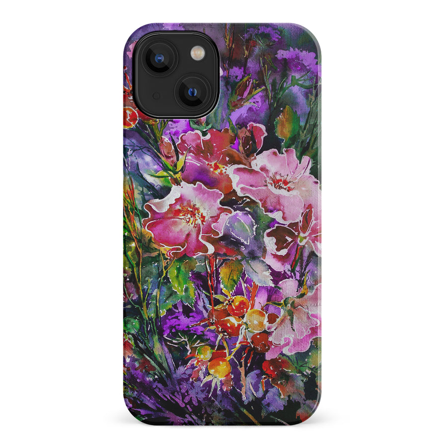 iPhone 14 Garden Mosaic Painted Flowers Phone Case