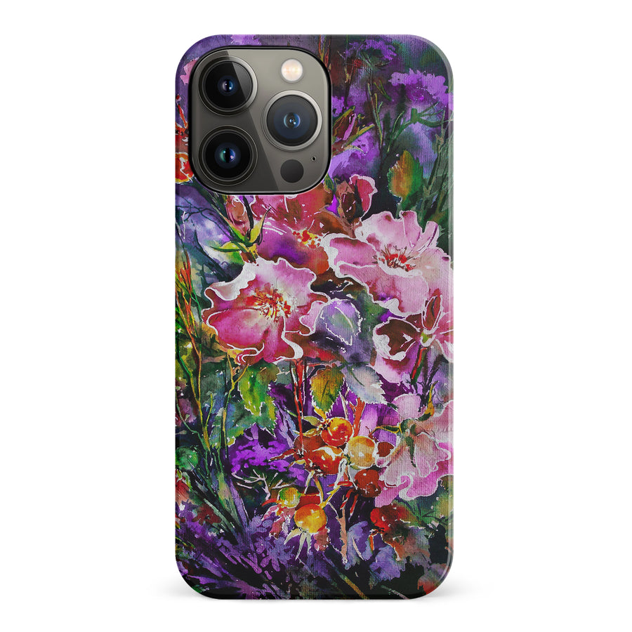 iPhone 14 Pro Garden Mosaic Painted Flowers Phone Case