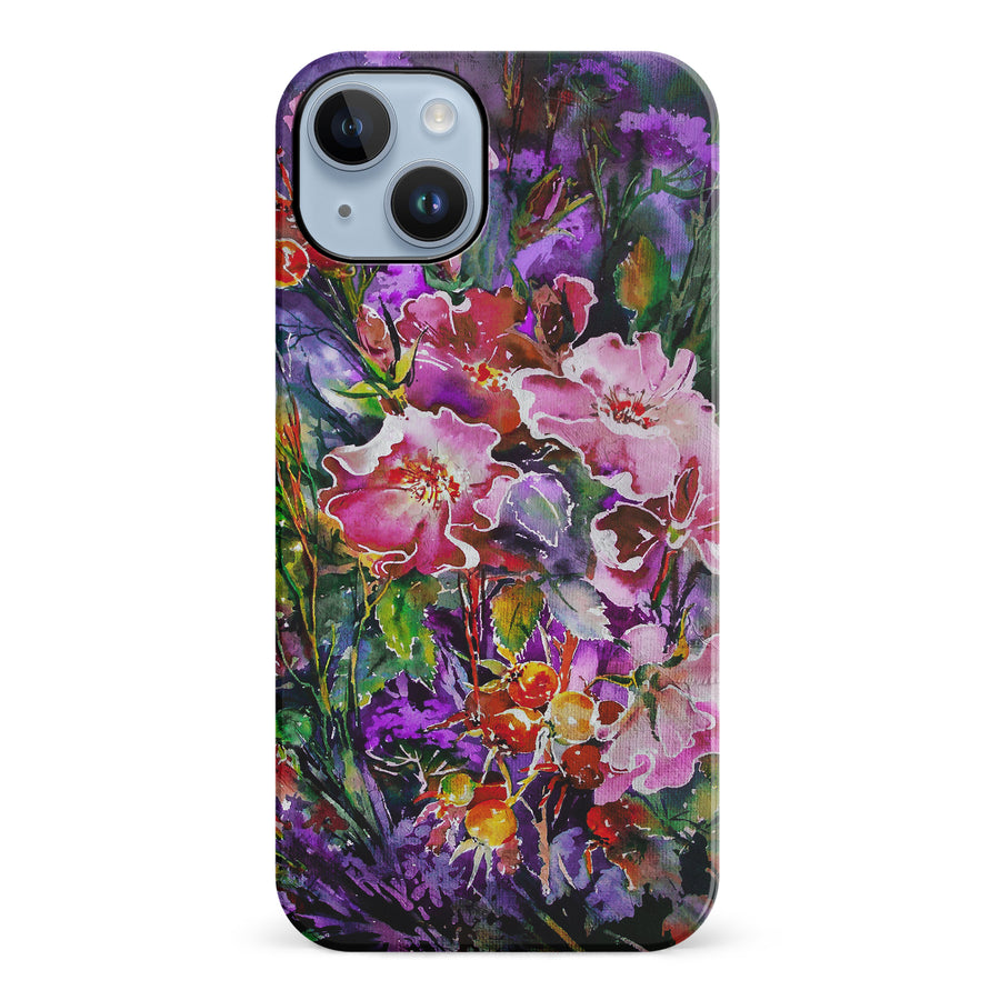 iPhone 14 Plus Garden Mosaic Painted Flowers Phone Case