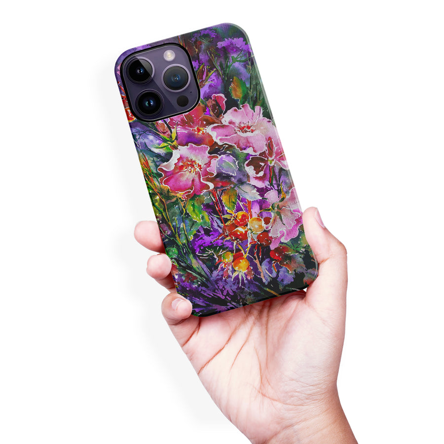 iPhone 14 Pro Max Garden Mosaic Painted Flowers Phone Case