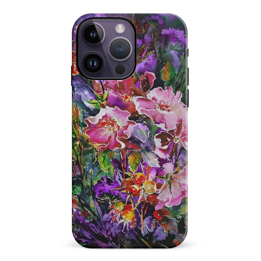 iPhone 14 Pro Max Garden Mosaic Painted Flowers Phone Case