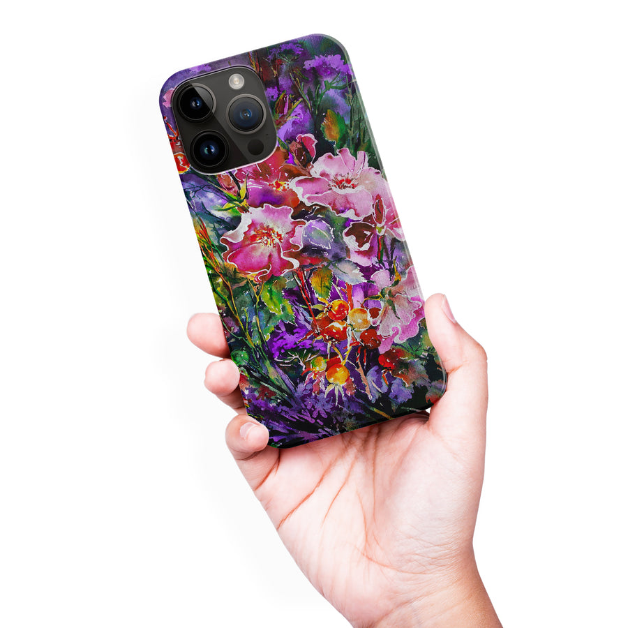 iPhone 15 Pro Max Garden Mosaic Painted Flowers Phone Case