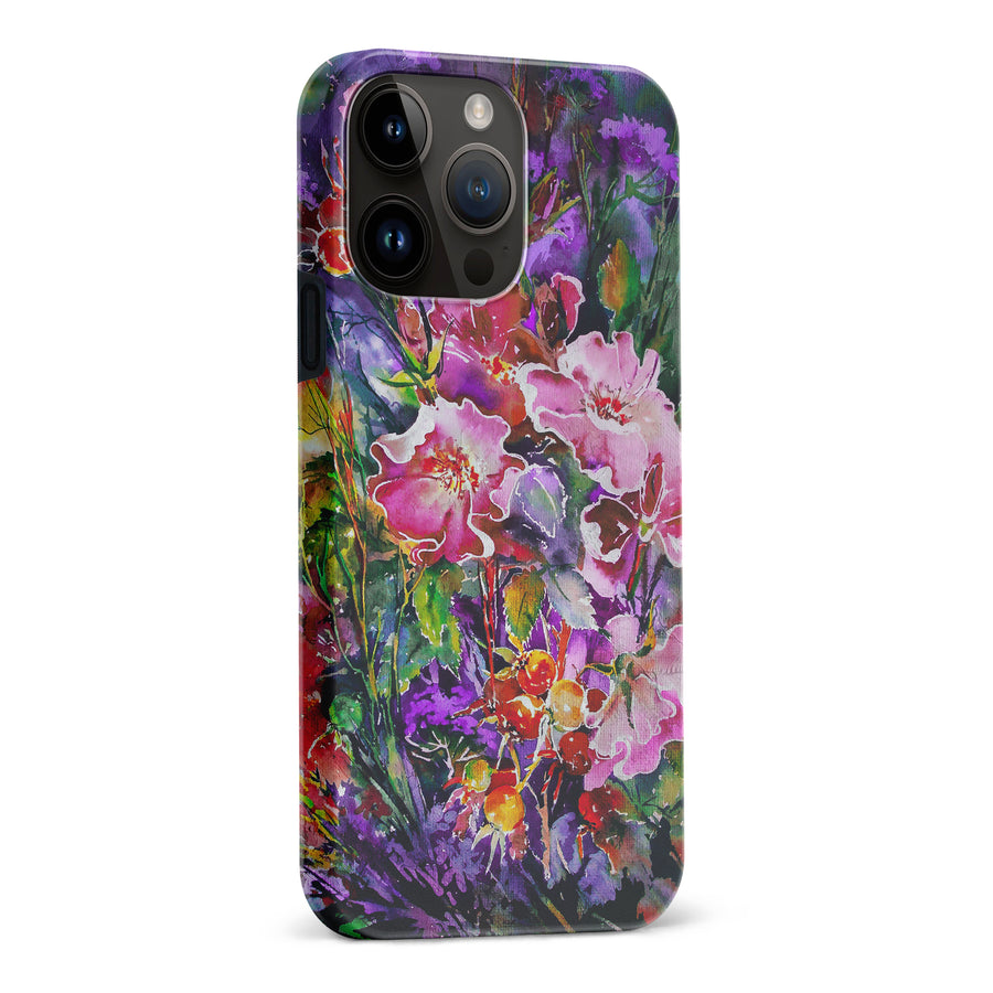 iPhone 15 Pro Max Garden Mosaic Painted Flowers Phone Case
