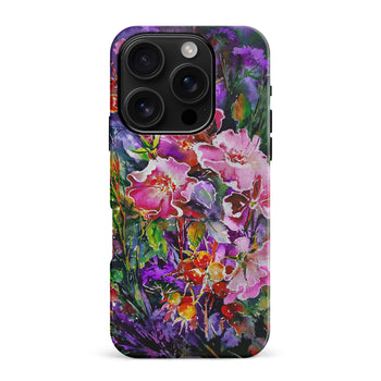 iPhone 16 Pro Max Garden Mosaic Painted Flowers Phone Case