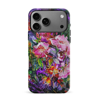 iPhone 17 Pro Max Garden Mosaic Painted Flowers Phone Case