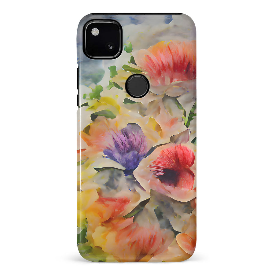 Google Pixel 4A Whimsical Blooms Painted Flowers Phone Case