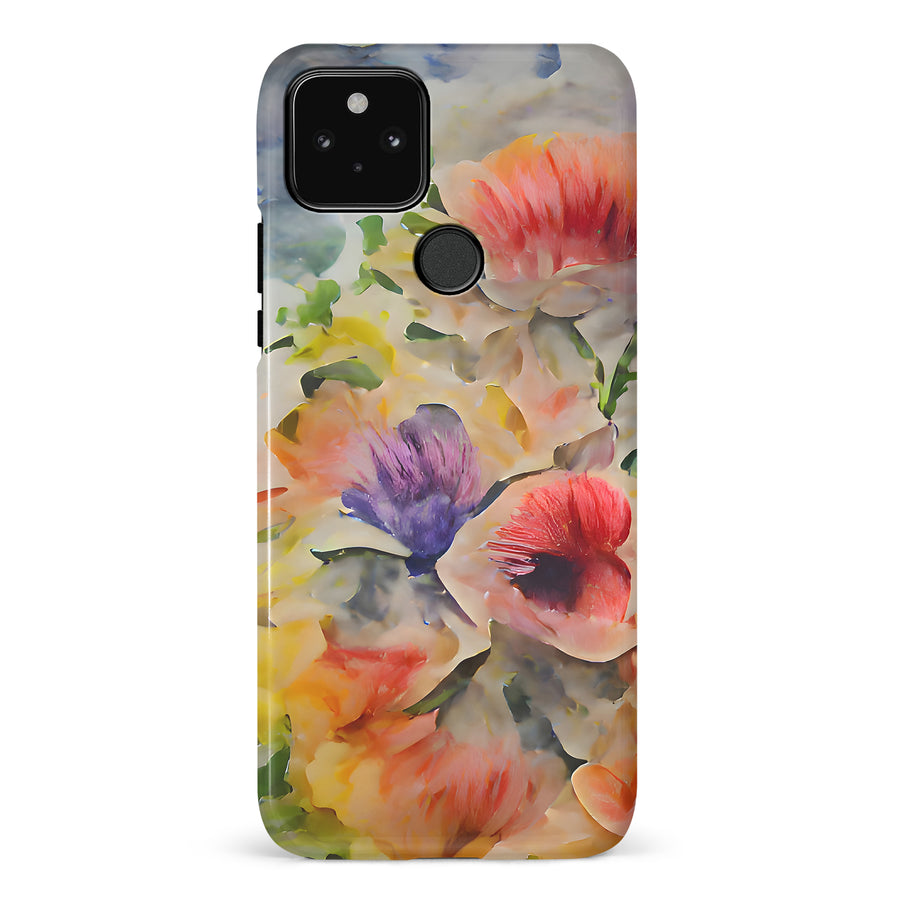 Google Pixel 5 Whimsical Blooms Painted Flowers Phone Case