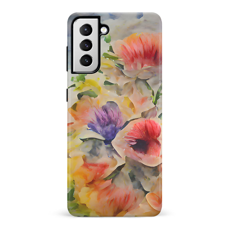 Samsung Galaxy S21 Whimsical Blooms Painted Flowers Phone Case