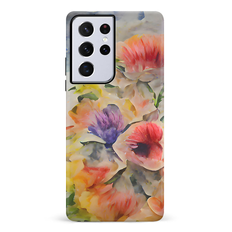 Samsung Galaxy S21 Ultra Whimsical Blooms Painted Flowers Phone Case